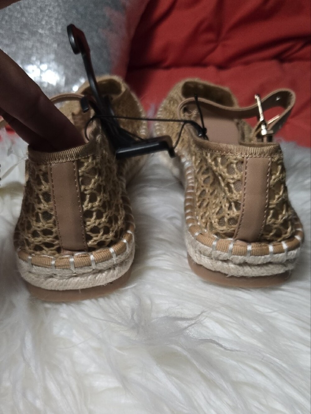 Time and Tru Women's Espadrille Mary Jane Flats in a tan or raffia woven - Picture 3 of 5